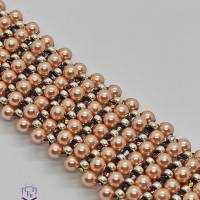 Tolles Perlenarmband in rose-peach-silber-dunkelgrau in aufwendiger Handarbeit gefertigt. Bild 8