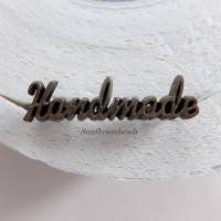 Handmade Label aus Metall, antikbronze, als Schriftzug handmade, für Taschen, Geldbörsen Bild 2