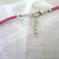 Halskette mit Herz- und Rosenquarzanhänger handgefertigt von Hobbyhaus Bild 5