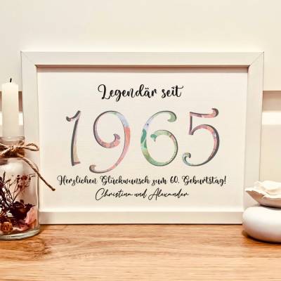 Personalisiertes Geldgeschenk zum Geburtstag – Bilderrahmen „Legendär seit Wunschjahr“ – Geschenkidee für Männer & Frauen