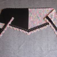 Dreieckstuch, Schaltuch aus handgefärbter Wolle mit Baumwolle, gestrickt und gehäkelt, Schal, Stola Bild 6