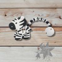 Set aus Schnullerkette & Beißkette mit Silikon Zebra & Namen Bild 3