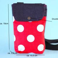 Handytasche Stoff zum Umhängen,mini-Tasche, Punkte rot-weiß, kleine Umhängetasche, Schultertasche klein,Handyhülle Bild 9