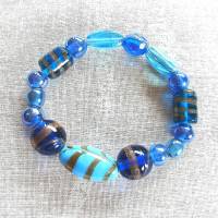 Glasperlenarmband in Blau-Türkis zeitlos schön handgemacht von Hobbyhaus Bild 4