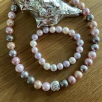 Wunderschöne handgefertigte Perlenkette mit Perlen in Pastell,Exklusives Perlencollier,Rosé Perlenkette, Bild 7