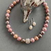 Wunderschöne handgefertigte Perlenkette mit Perlen in Pastell,Exklusives Perlencollier,Rosé Perlenkette, Bild 9