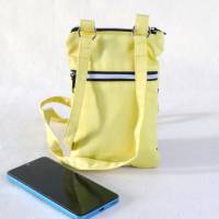 Handytasche zum Umhängen,Gelb,Stoff mit Reißverschluß,Handy Tasche, Handy Handtasche, Punkte Bild 4