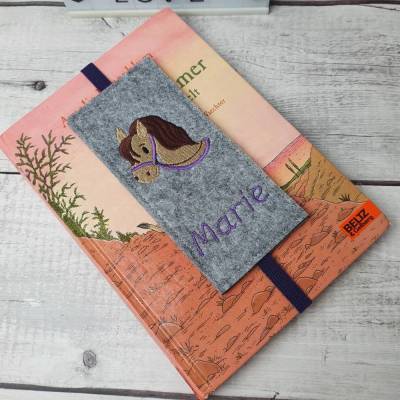 Filz Lesezeichen Pferd braun, Einschulungsgeschenk