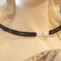 Schwarze elegante Edelsteinkette Damen Halskette Bild 1