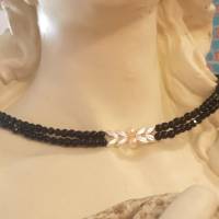 Schwarze elegante Edelsteinkette Damen Halskette Bild 2