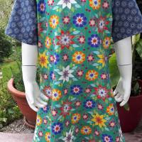 Mädchenkleid Sommerkleid kurzarm Größe 110 - Blumen türkis grün Bild 2