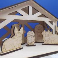 Krippe, Krippenfiguren aus Birkensperrholz, auch zum bemalen und für Kinder, geeignet. Bild 3