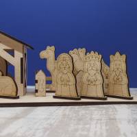 Krippe, Krippenfiguren aus Birkensperrholz, auch zum bemalen und für Kinder, geeignet. Bild 4