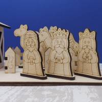 Krippe, Krippenfiguren aus Birkensperrholz, auch zum bemalen und für Kinder, geeignet. Bild 6