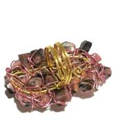 Ring Rhodonit rosa 60 x 35 MIllimeter große freeform Boho handgemacht wirework rosafarben Bild 5