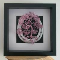 Drahtbaum in Rosa im Bonsai Look mit Hufeisen/ Geschenk zur Hochzeit, Geburt & Taufe /Erinnerungsbaum Bild 1