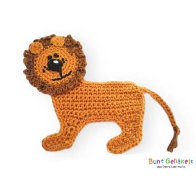 Löwe Häkellöwe Häkelappliktion Applikation Aufnäher Häkelblume Häkelaufnäher Zoo Häkelbild