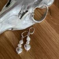 Traumhaft schöne Echt Silber Ohrhänger mit Herz und Perlen,Handgefertigte Perlenohrhänger,Herz Ohrhänger,Ohrschmuck Bild 2
