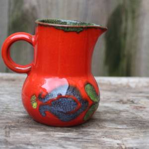 kleines Milchkännchen Sahnekännchen rot Keramik Küche 70er Jahre Bild 1