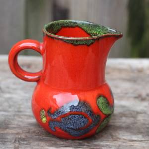 kleines Milchkännchen Sahnekännchen rot Keramik Küche 70er Jahre Bild 2