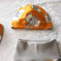 Babyhose mit Mütze und Tuch, Gr 44 bis 48 , Reborn Baby, Handgefertigt aus Jersey, Bekleidung für Frühchen Babys Bild 8