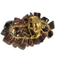 Ring Jaspis Mahagoni rotbraun 60 x 35 MIllimeter große freeform Boho handgemacht wirework goldfarben Bild 4