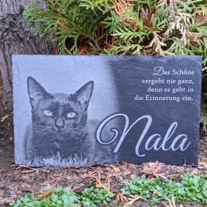 20 x 12 cm Gedenktafel für Tiere Schiefertafel inkl. Gravur als Gedenkstein personalisiert mit Foto und Wunschtext Bild 3