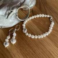 Wunderschönes echtes Perlenarmband mit Echt Silber Herz,Handgefertigtes modernes Perlenarmband,Perlen Bild 10