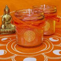 Chakra Kerze orange | Sakralchakra | Blume des Lebens Bild 1