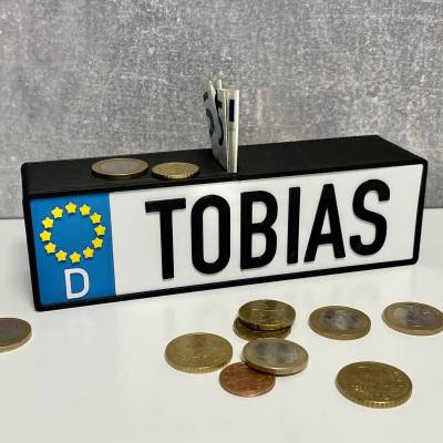 Kennzeichen Nummernschild Spardose personalisiert