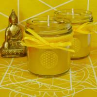 Hochwertige Chakra Kerze | Solarplexus | Blume des Lebens Bild 1