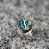 Abalone Muschel Ring Silber, Paua Abalone verstellbarer Ring, Abalone Schmuck, Perlmutt Ring, rund, Statement Ring Bild 4