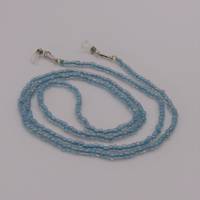 Brillenkette - hellblau irisierend - Glasperlen miit Farbeinzug handgefädelt - mit Hakenschließe und Brillenschlaufen Bild 1