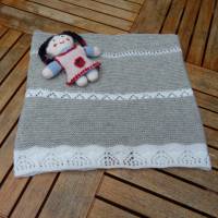 Gestrickte Babydecke aus feinerster Baumwolle, Wolle (Merino), Alpaka Bild 1