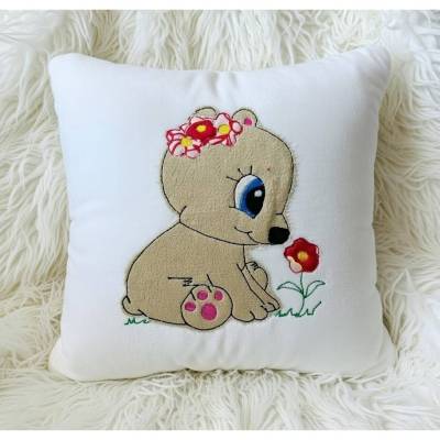 Stickdatei Doodle Teddy Bär mit Blume Applikation Set 3 Applikation  Set 733