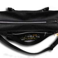 Bestickte personalisierte schwarze Tasche Stickerei Mohnblumen Handtaschen Umhängetaschen Schultertaschen Geschenkidee Bild 6
