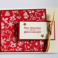 Weihnachtskarte Rot-Vanille☆ Handarbeit Unikat Bild 2