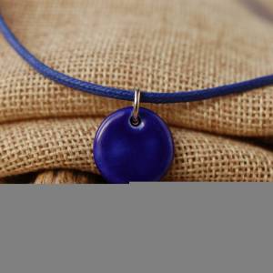 Kobaltblaue Damenkette - Baumwolle, Silber, Edelstahl und Keramik Bild 2