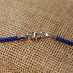 Kobaltblaue Damenkette - Baumwolle, Silber, Edelstahl und Keramik Bild 6