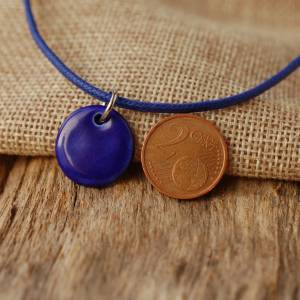 Kobaltblaue Damenkette - Baumwolle, Silber, Edelstahl und Keramik Bild 8