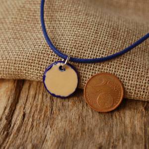 Kobaltblaue Damenkette - Baumwolle, Silber, Edelstahl und Keramik Bild 9