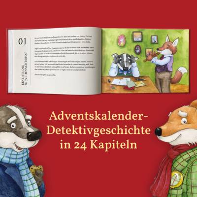 Detektivgeschichte Adventskalender für Kinder ab 8 Jahren, Adventskalenderbuch Krimi, A5, 56 Seiten, Recyclingpapier