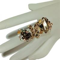 Ring braun beige mit Citrin und Keshiperlen als Spiralring verstellbar boho ibiza stil Bild 8