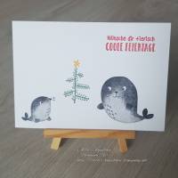 Weihnachtskarte: Tierisch coole Feiertage ~ Seehunde / Robben ~ 14,85 x 10,5 cm Bild 1