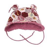 Baby Mädchen Mütze Ohrenmütze mit Ohrenschutz "Safaritiere in Waben" altrosa Herbst Winter Stoffauswahl Bild 1