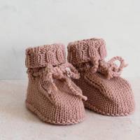 altrosa Babyschuhe, 3-6 Monate, gestrickt aus Wolle, für kleine Mädchen Bild 4