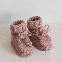 altrosa Babyschuhe, 3-6 Monate, gestrickt aus Wolle, für kleine Mädchen Bild 5