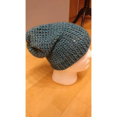 gehäkelte Long Beanie Mützen, mit Mohair und Angora Anteil