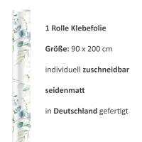 2 x 0,9 m selbstklebende Folie - Floral weiß/grün (16,66 €/m²) Klebefolie Dekorfolie Möbelfolie Bild 3