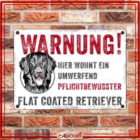 Hundeschild WARNUNG! mit Flat Coated Retriever, wetterbeständiges Warnschild Bild 2